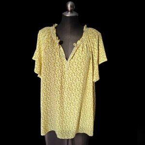 Max Studio Yellow  Ruffle Blouse NWT Sz 3X